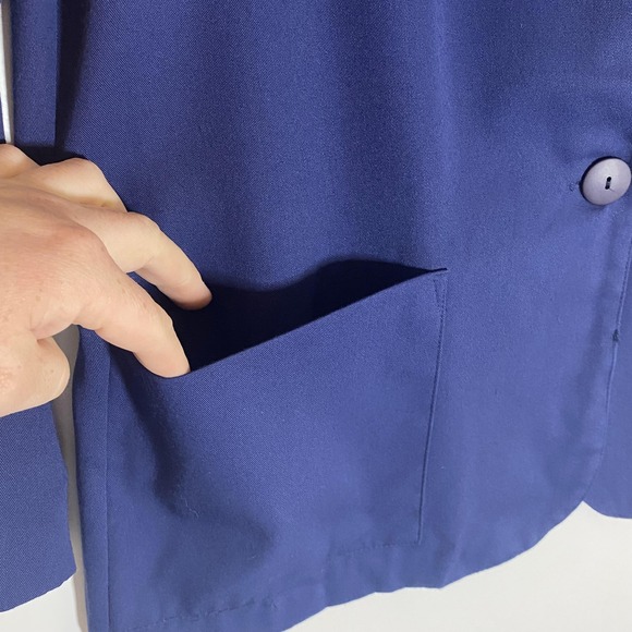 VTG TR Bentley Blazer Jacket Womens 11/12 Navy Blue One Button USA Made Office - Picture 7 of 16